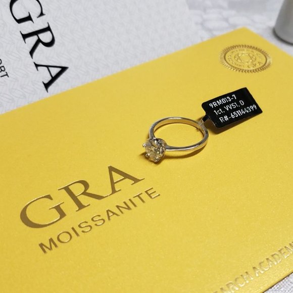 1 Carat Moissanite Ring with 925 Sterling Silver Band, D-VVS1 (M113) - Picture 4 of 6